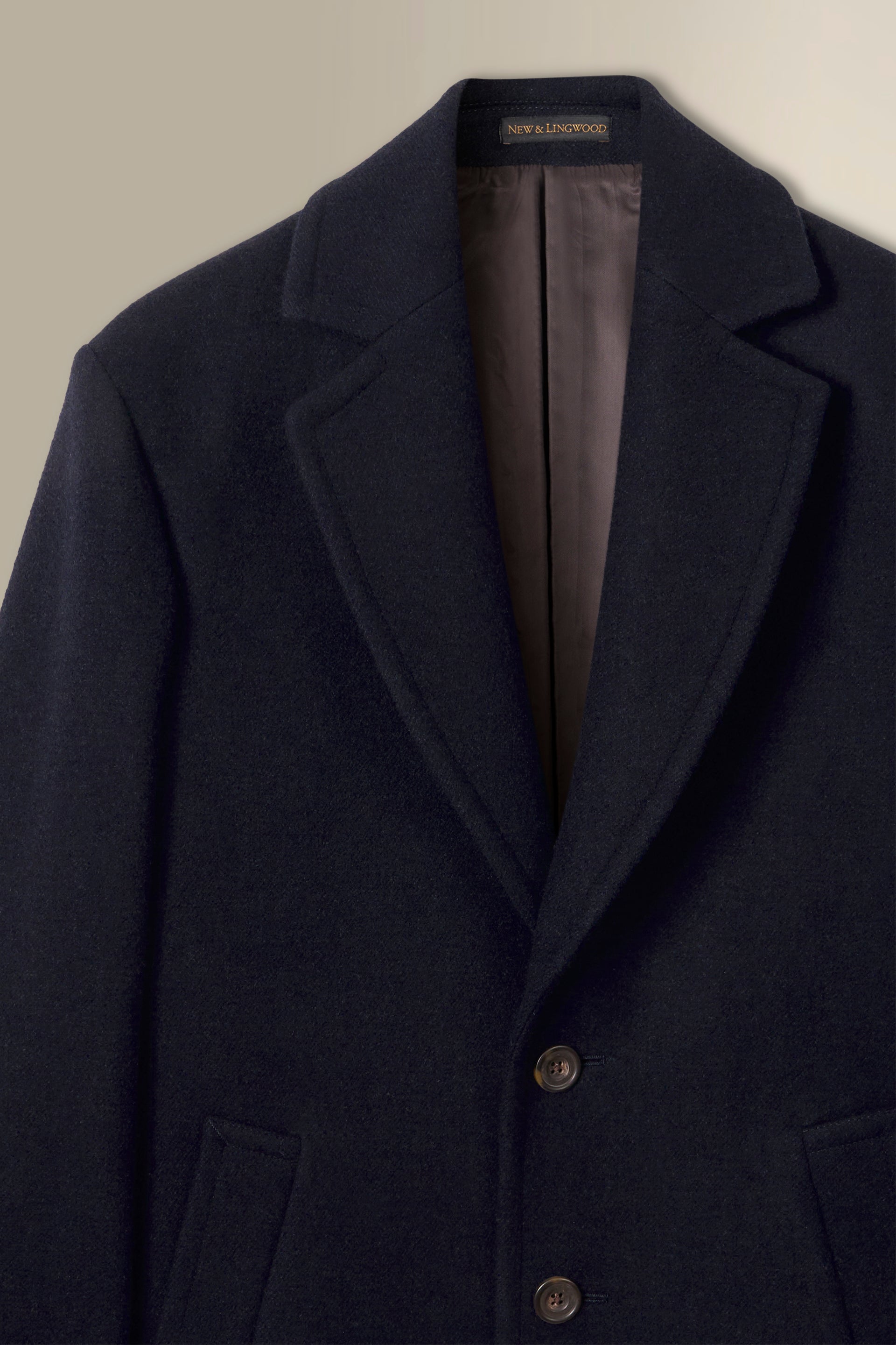 Navy Single Breasted Wool Coat