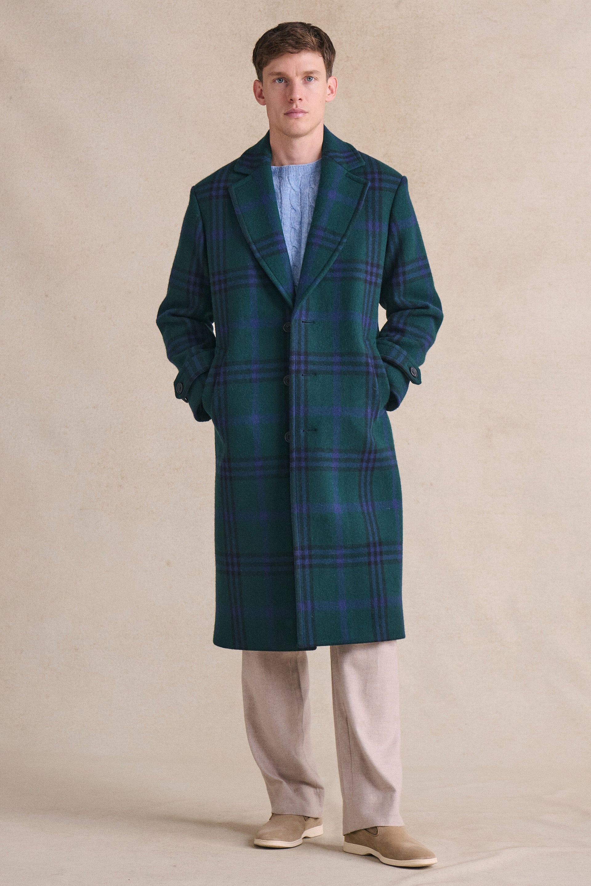 Black Watch Single Breasted Wool Coat