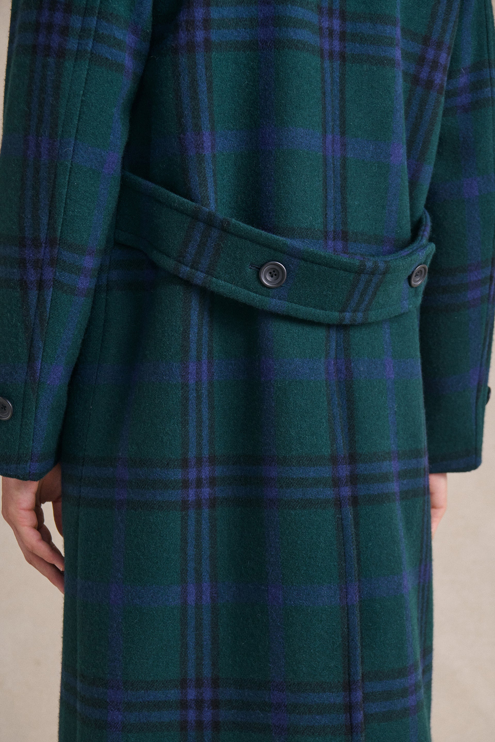 Black Watch Single Breasted Wool Coat