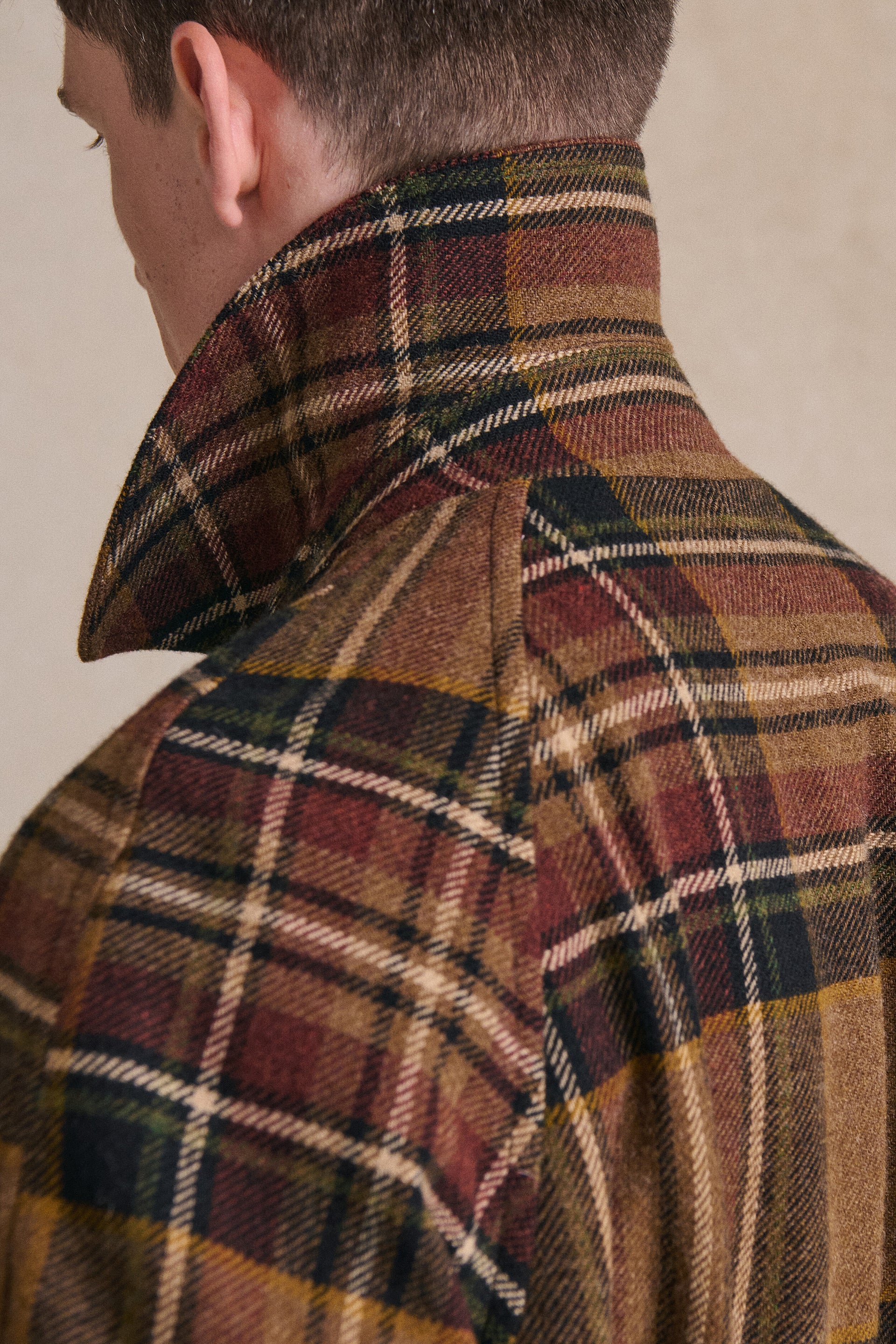 Brown Check Wrap Coat
