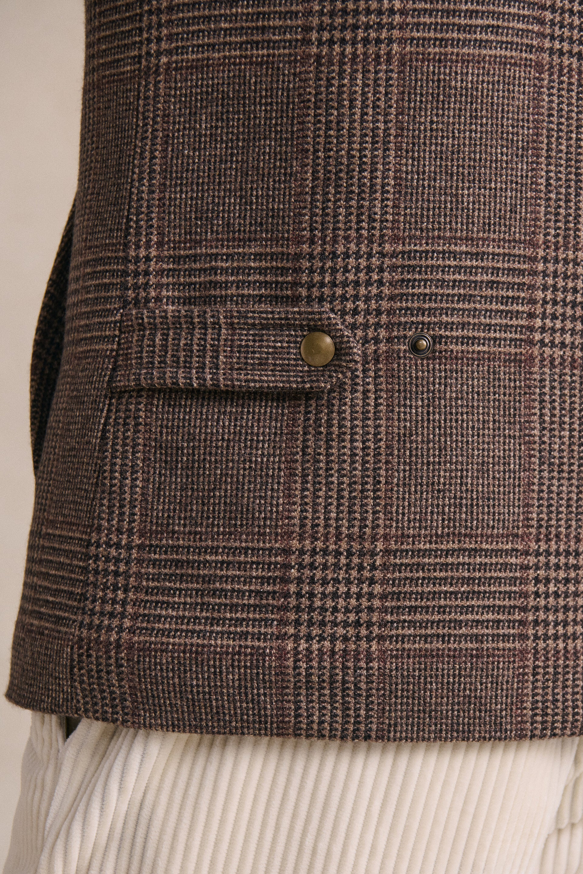 Brown Check Quilted Gilet