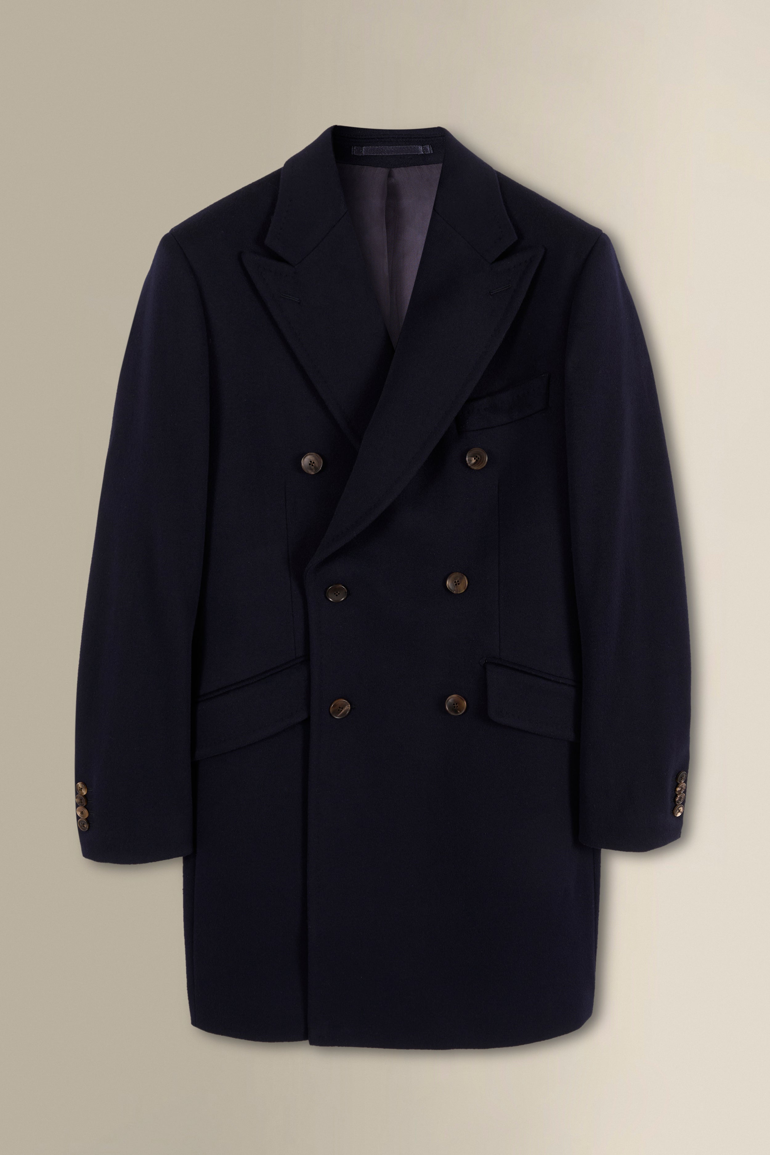 Navy Double Breasted Wool Overcoat – New and Lingwood