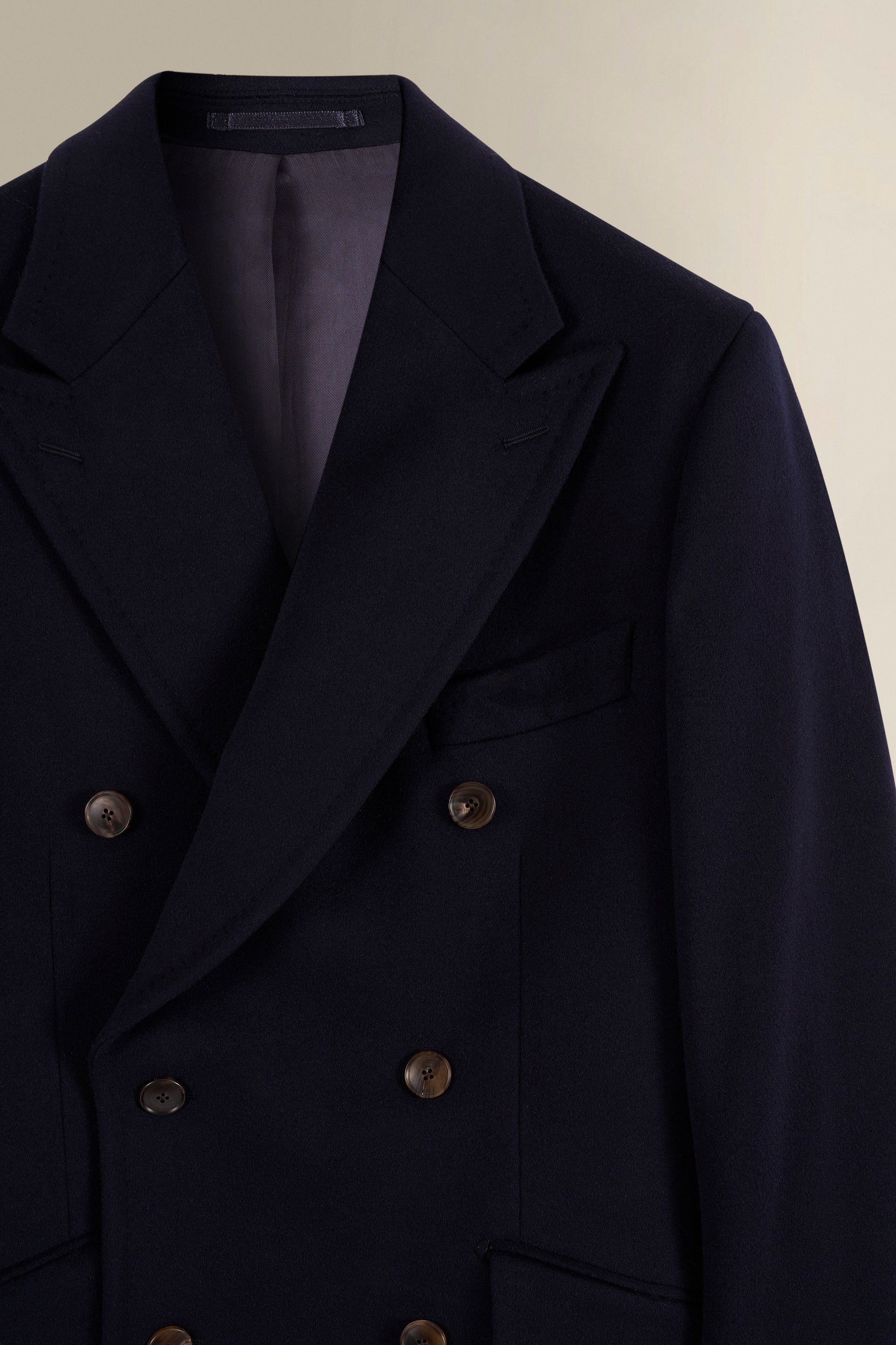 Navy Double Breasted Wool Overcoat