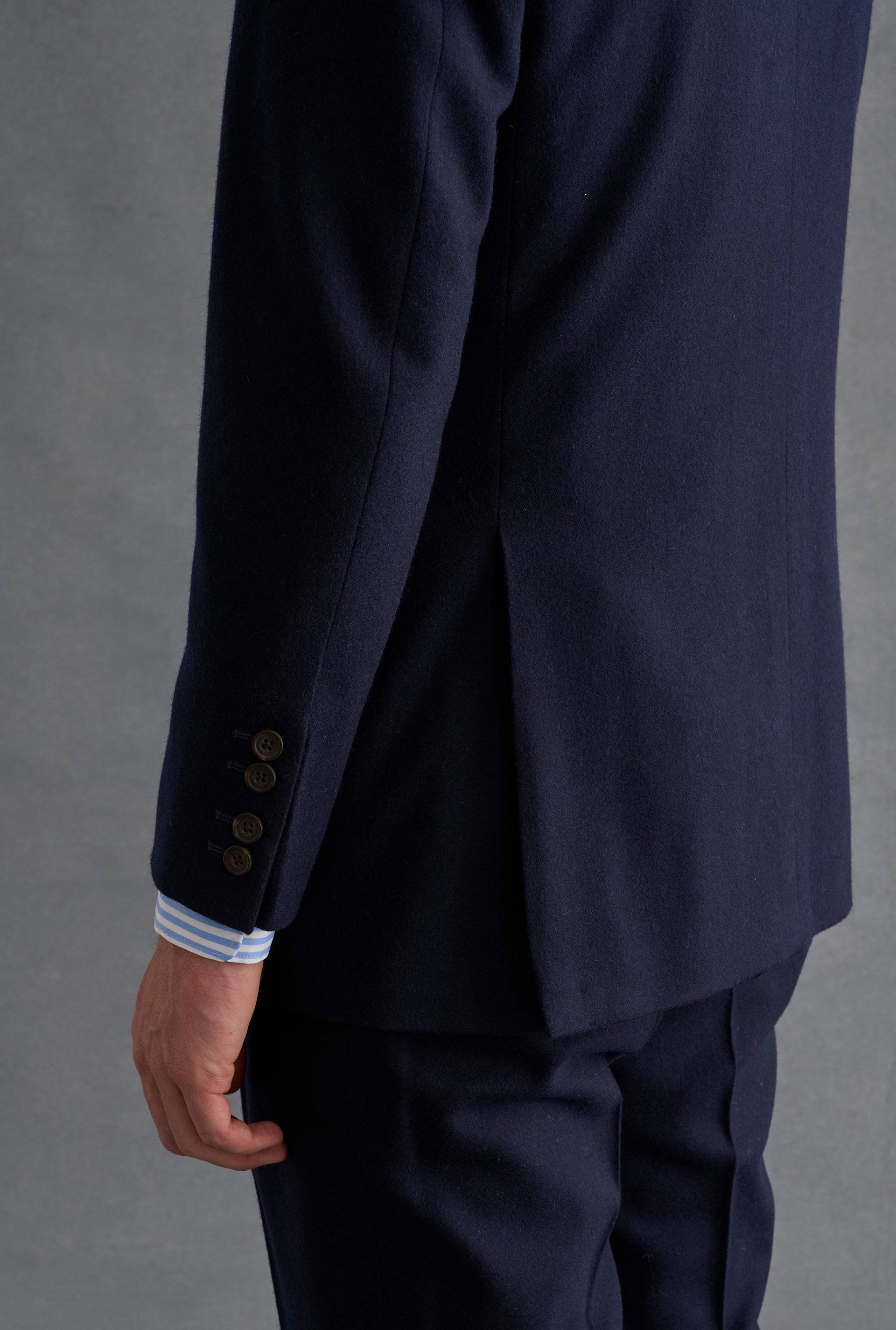Navy Single Breasted House Cut Flannel Suit