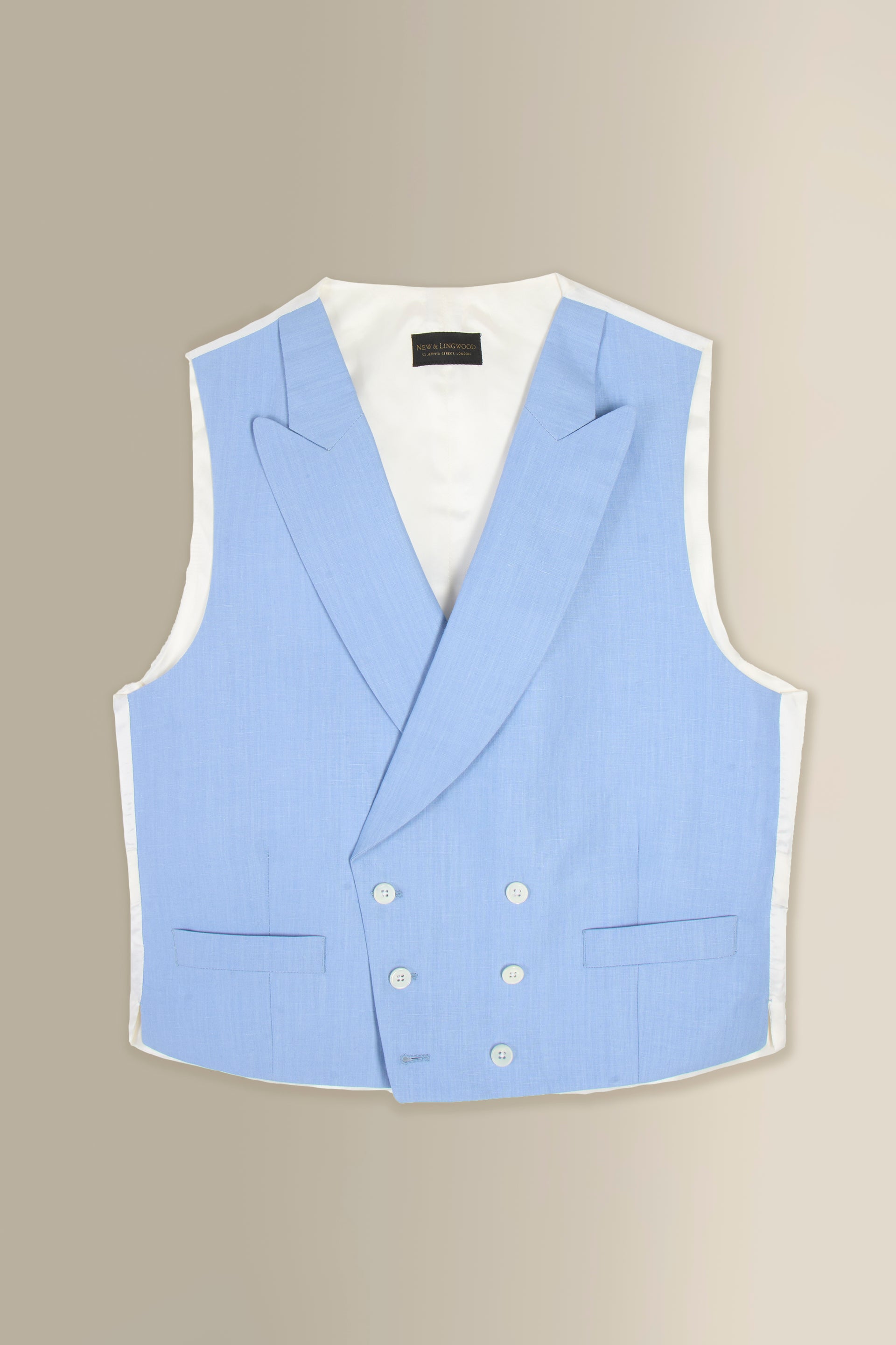 Sky Double Breasted Linen Waistcoat