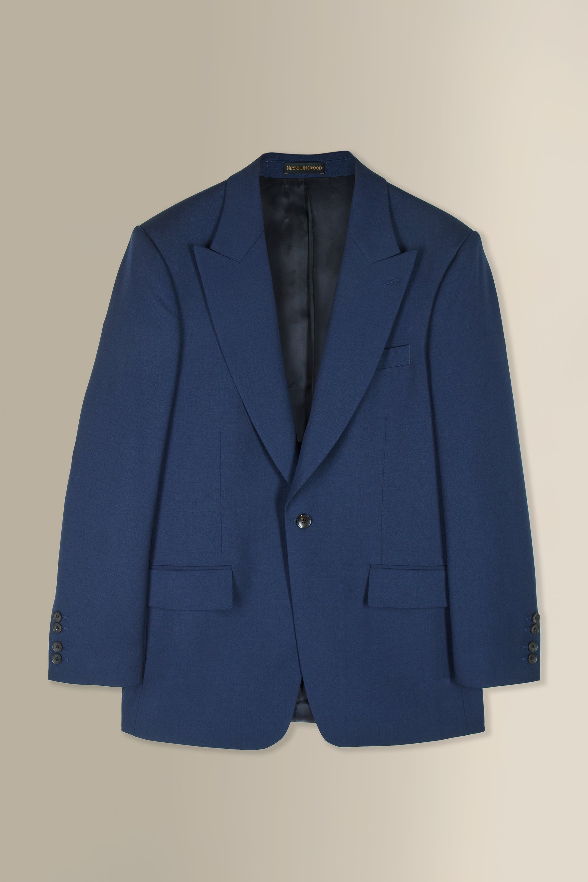 Navy Single Breasted Peak Lapel Wool & Mohair Jacket