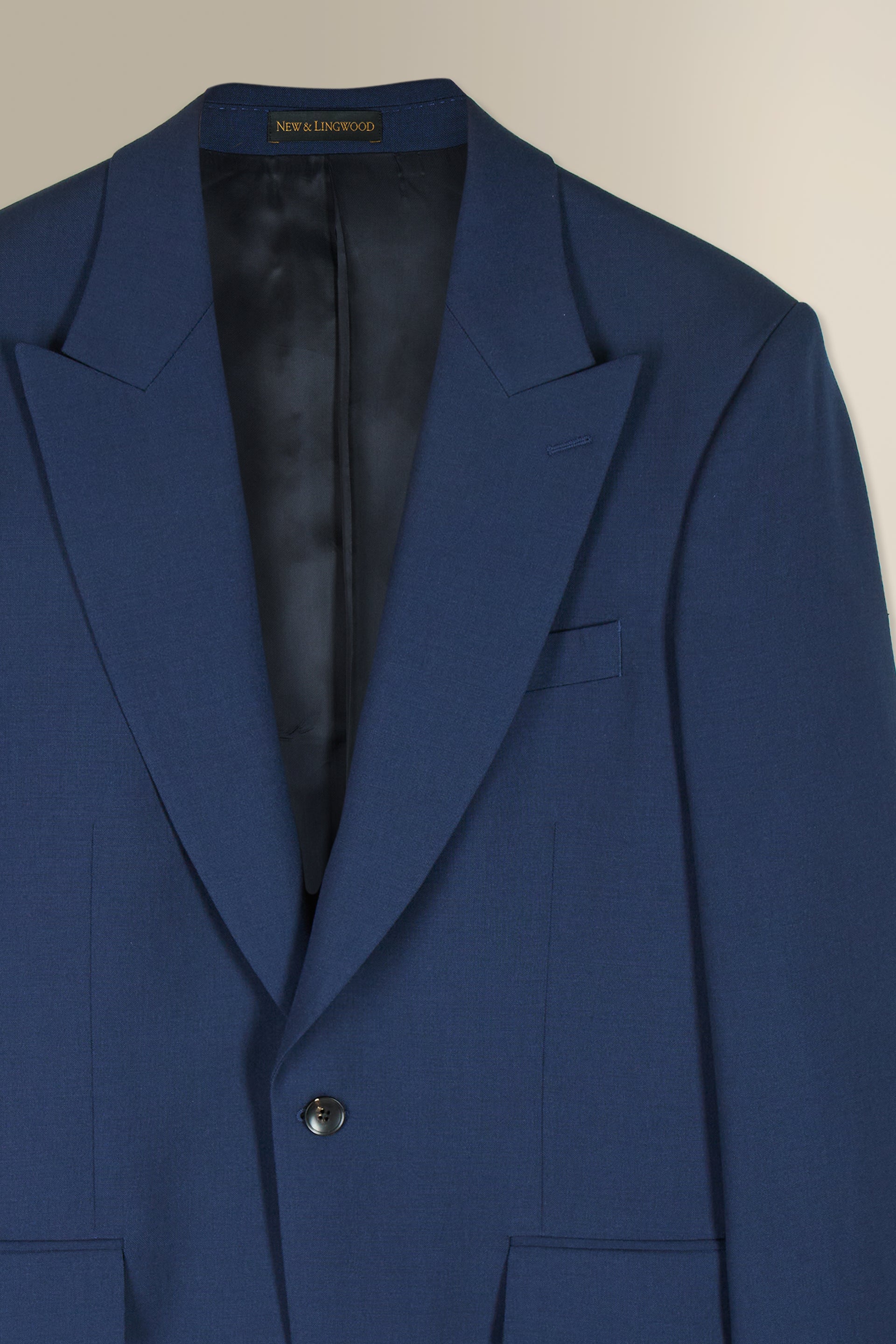 Navy Single Breasted Peak Lapel Wool & Mohair Jacket