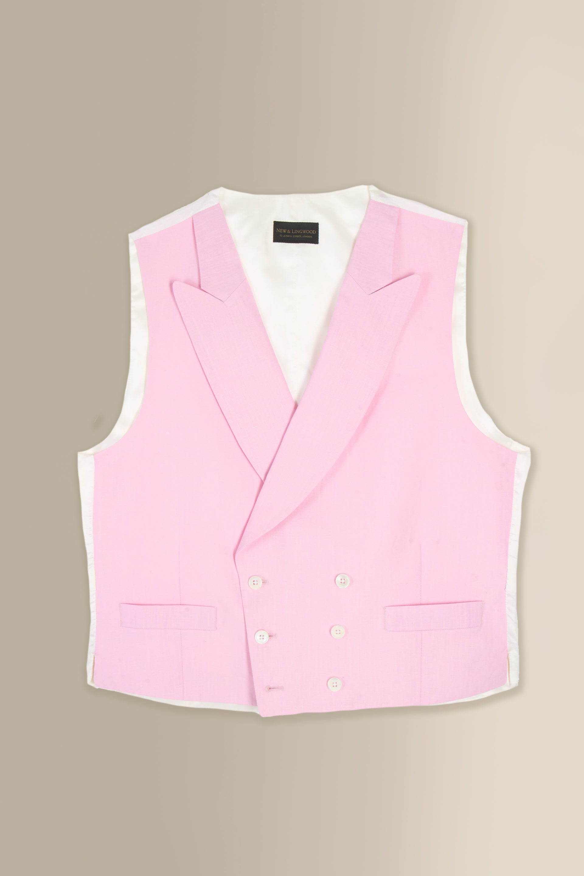 Pink Double Breasted Linen Waistcoat