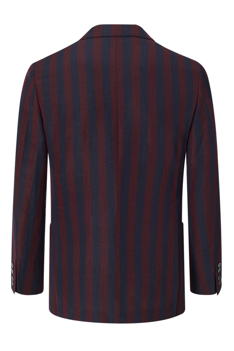 Burgundy & Navy Stripe Single Breasted Jacket