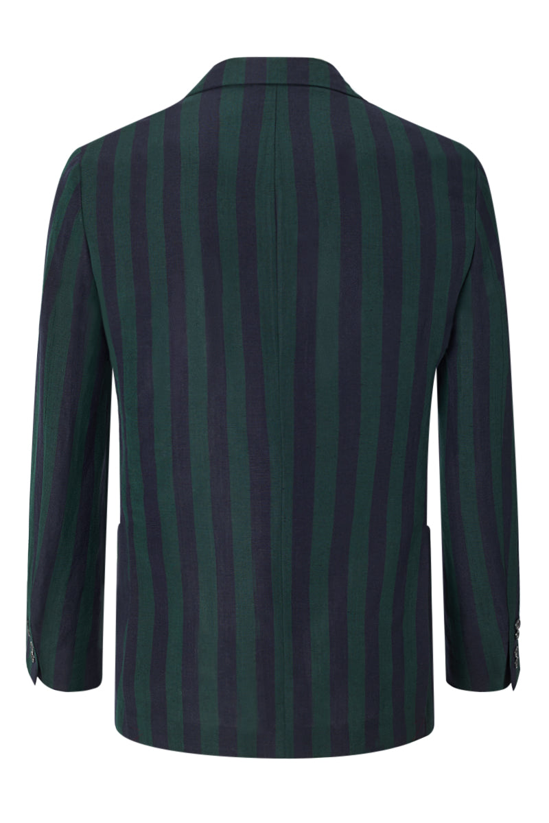 Green & Navy Stripe Single Breasted Jacket