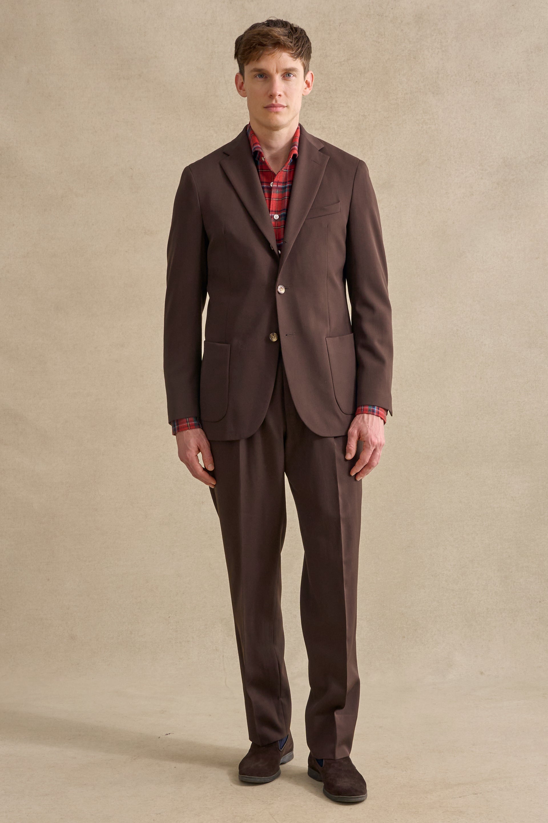 Brown Single Breasted Gabardine Jacket