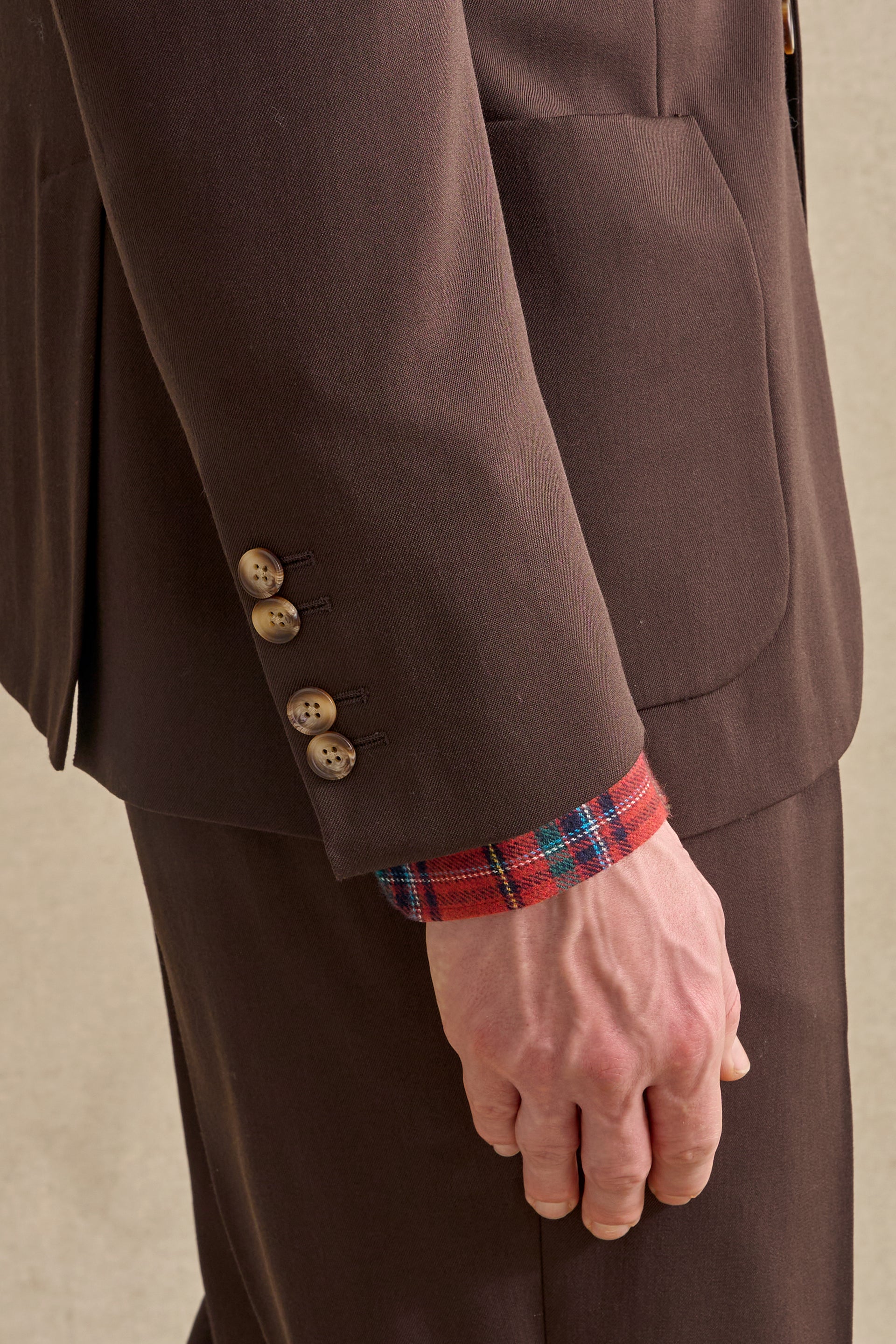 Brown Single Breasted Gabardine Jacket
