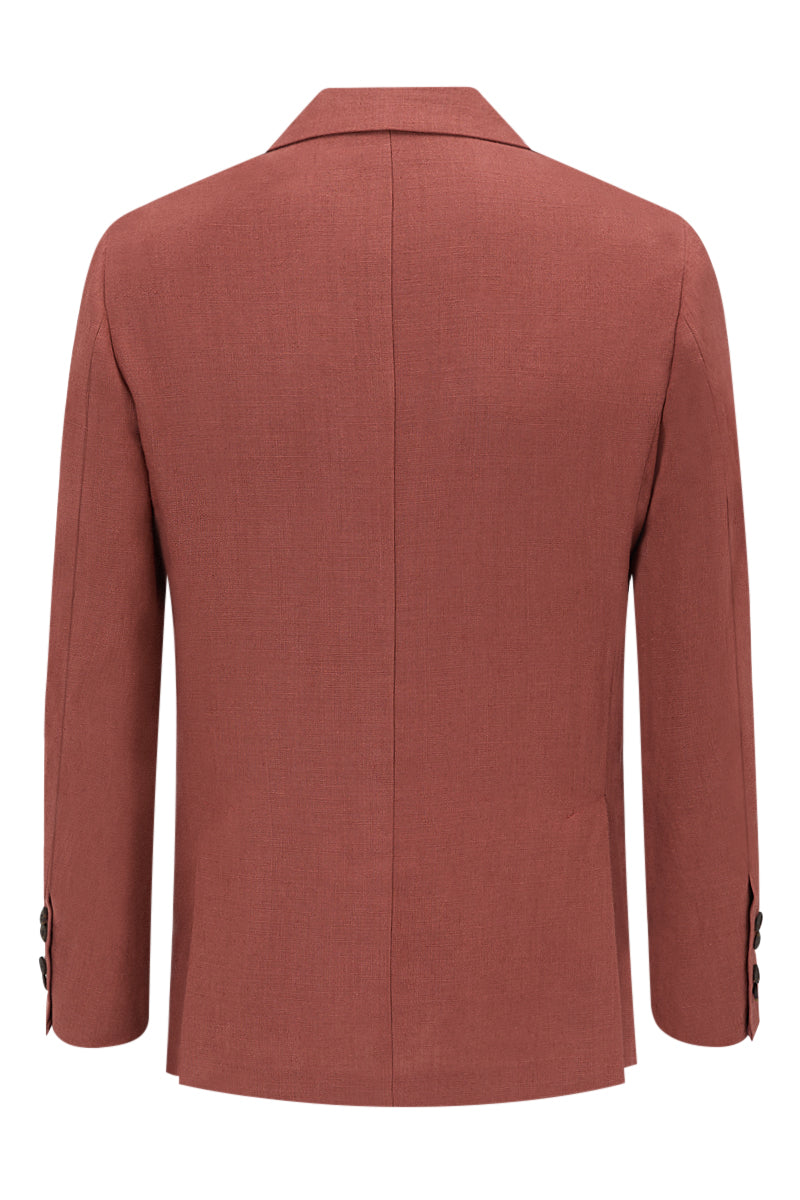 Rust Single Breasted Linen Jacket