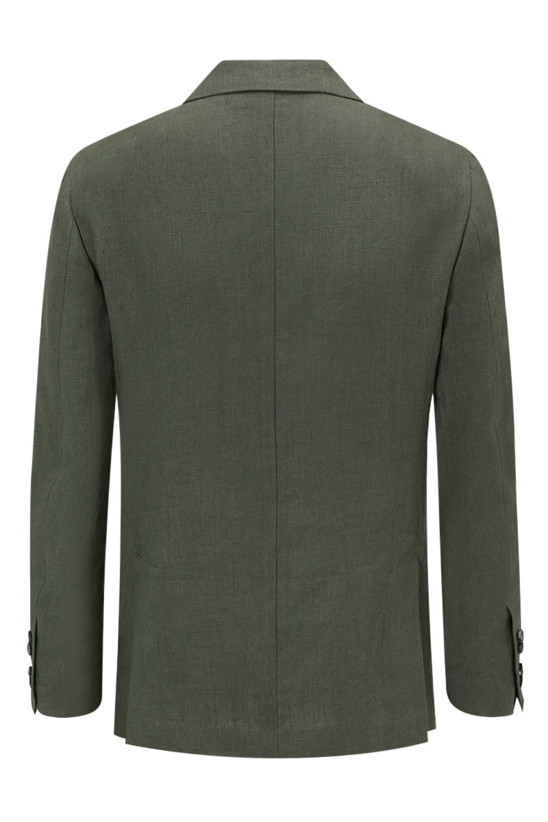 Green Single Breasted Linen Jacket