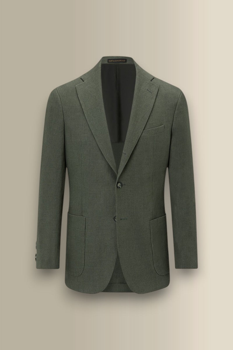 Green Single Breasted Linen Jacket