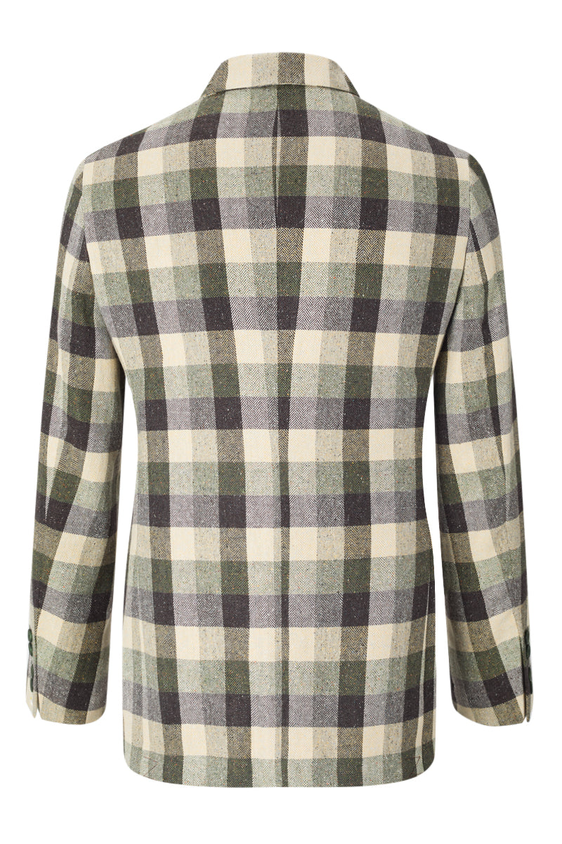 Green & Brown Check 5 Button Jacket