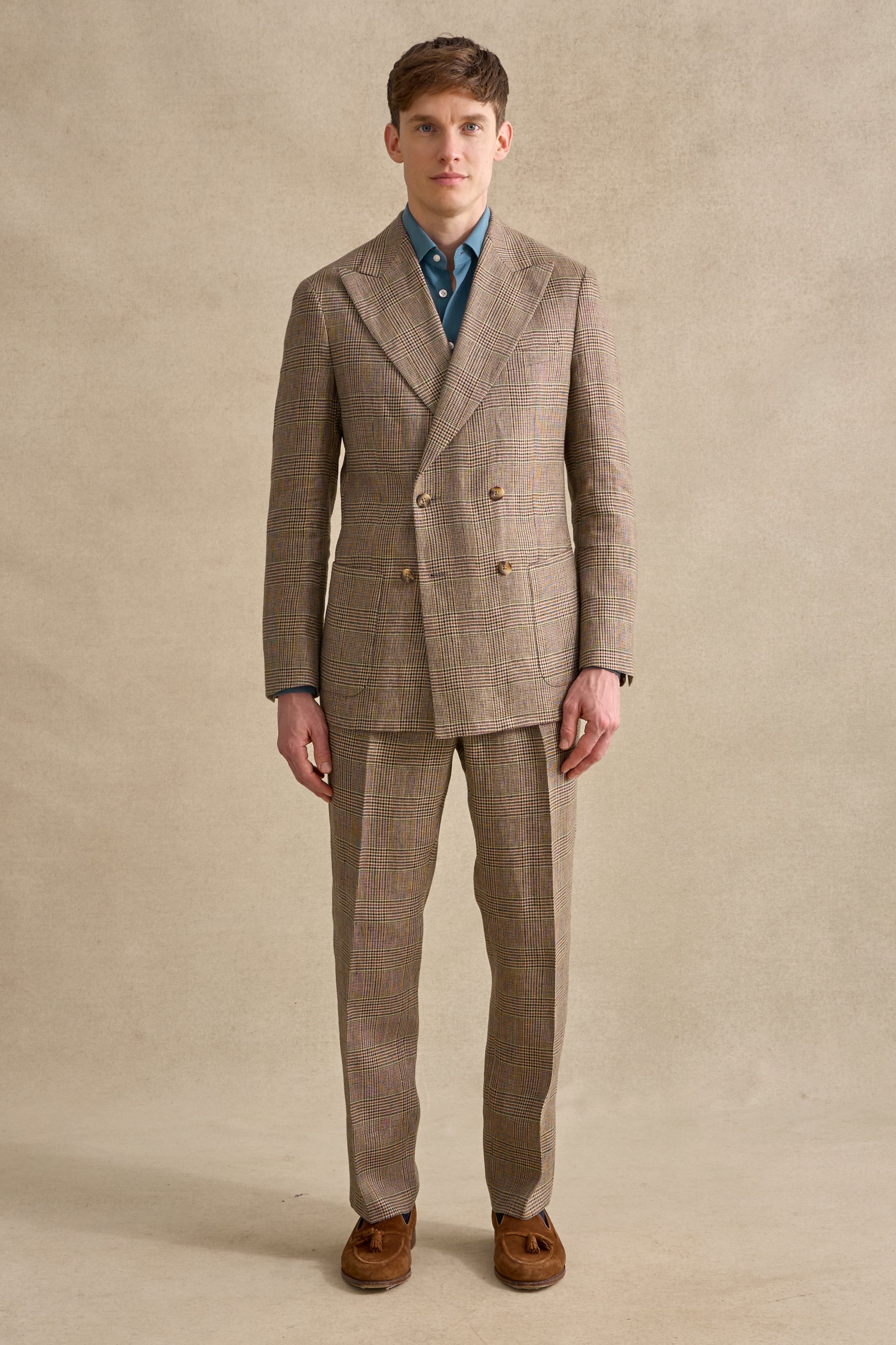 Blue & Brown Prince of Wales Double Breasted Jacket