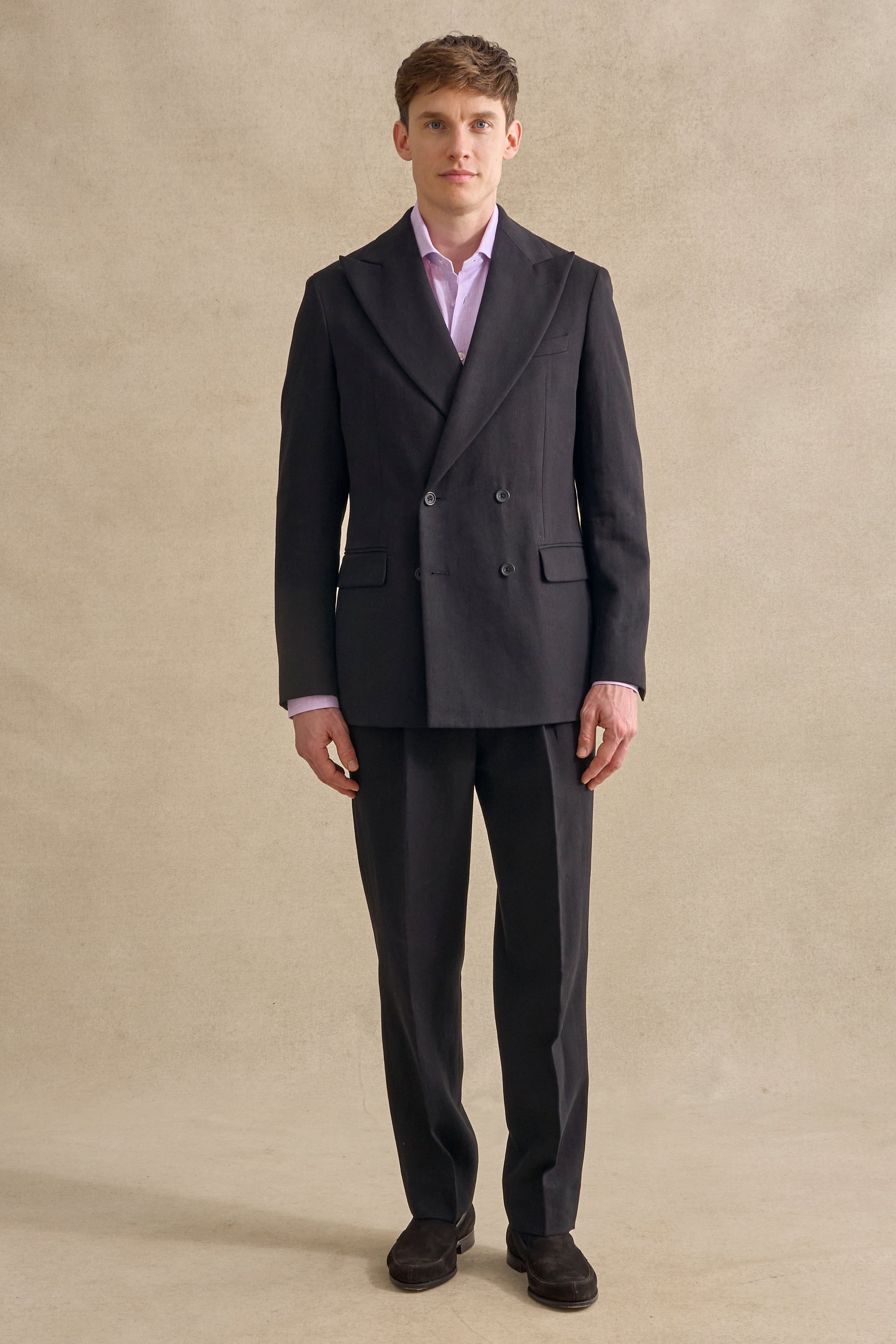 Black Double Breasted Linen Jacket
