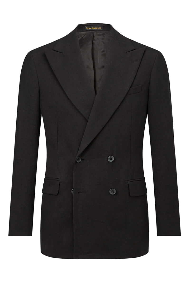 Black Double Breasted Linen Jacket