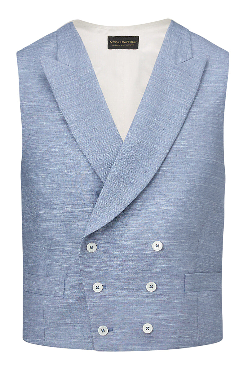 Sky Double-Breasted Silk Waistcoat