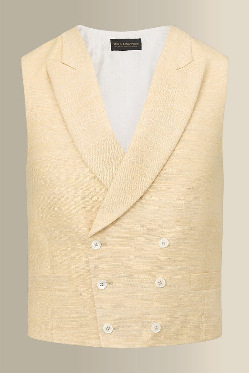 Yellow Double Breasted Silk Waistcoat