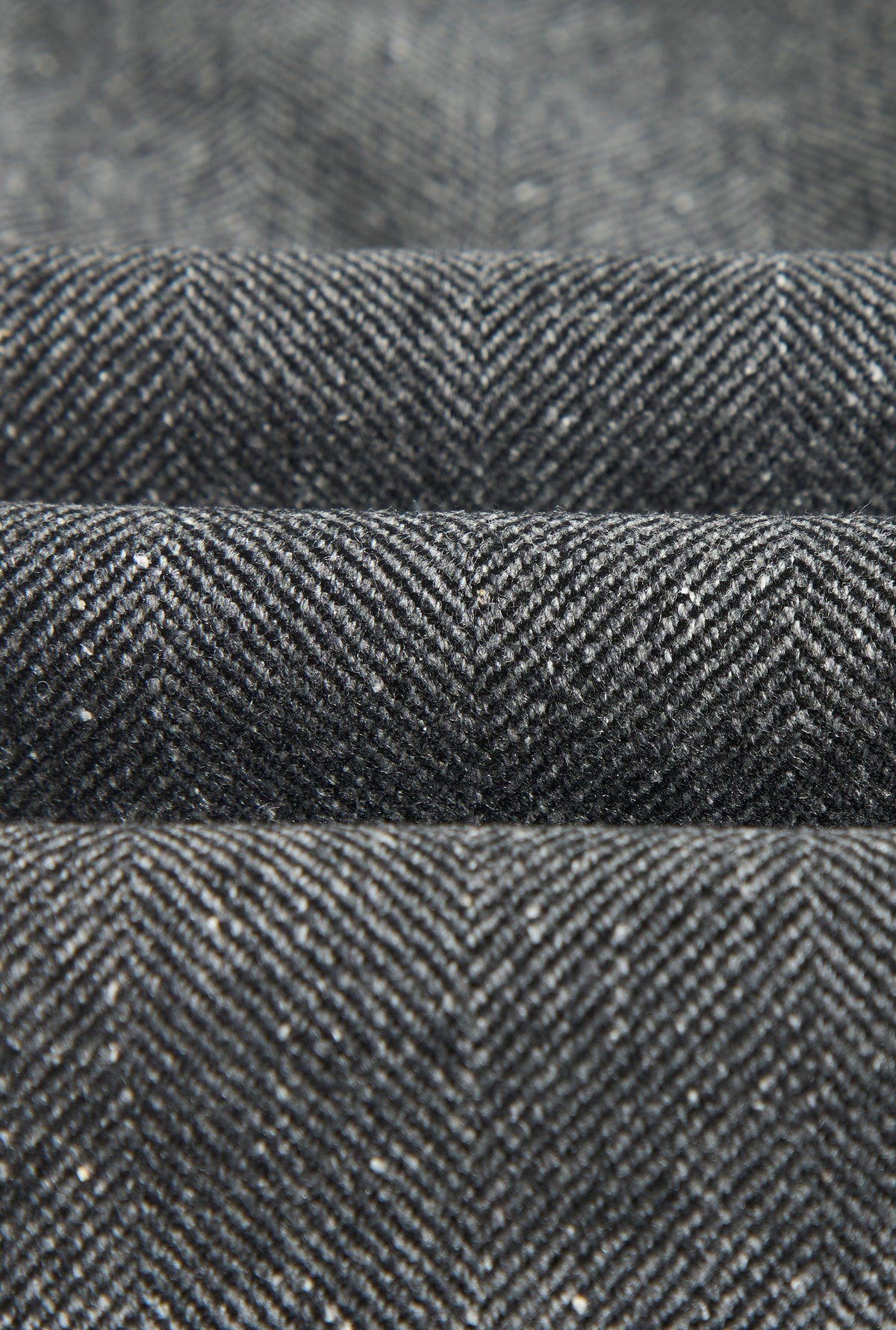 Grey Herringbone Single Pleat Wool & Cashmere Trousers
