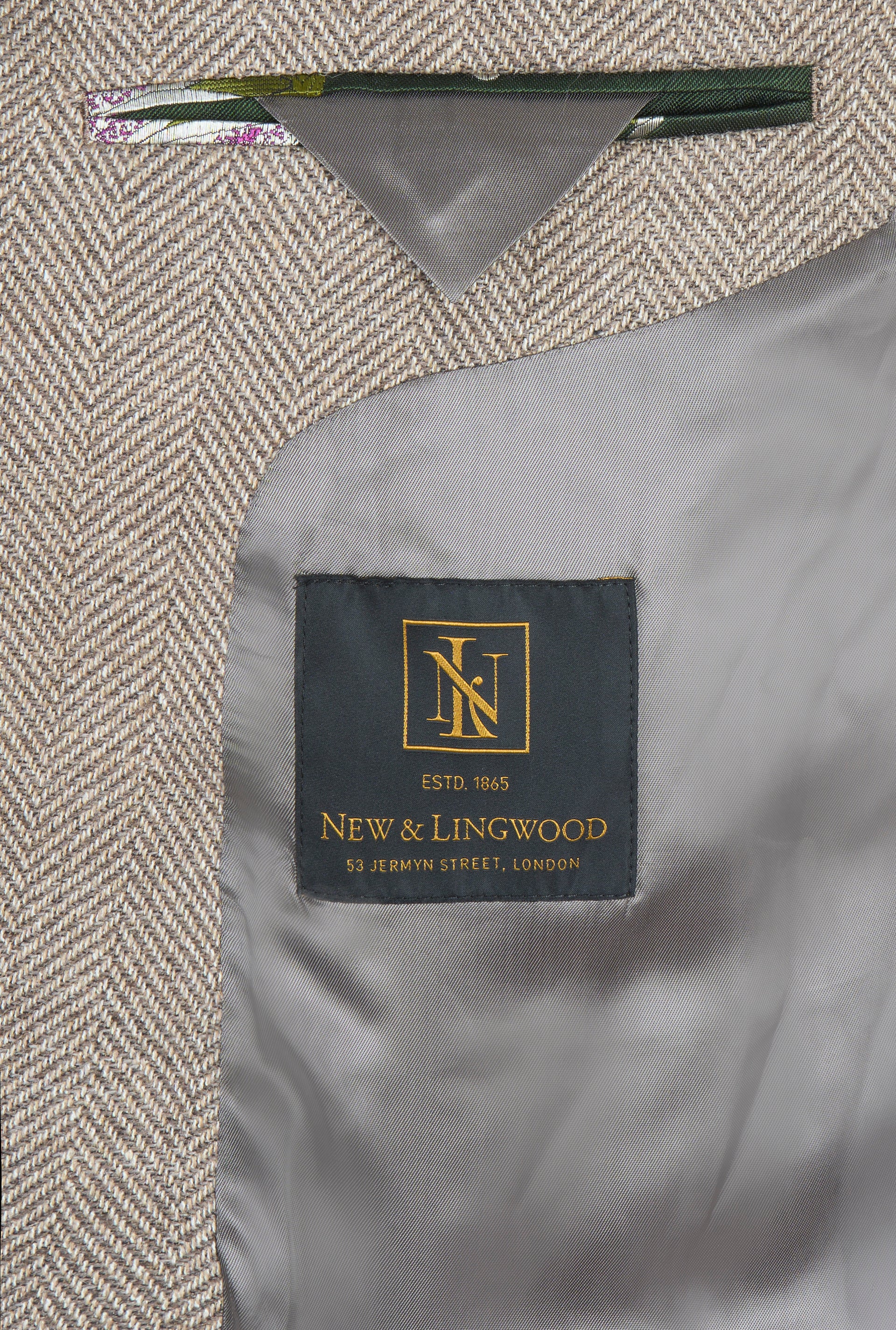 Tan Herringbone Single Breasted Wool & Alpaca Blazer