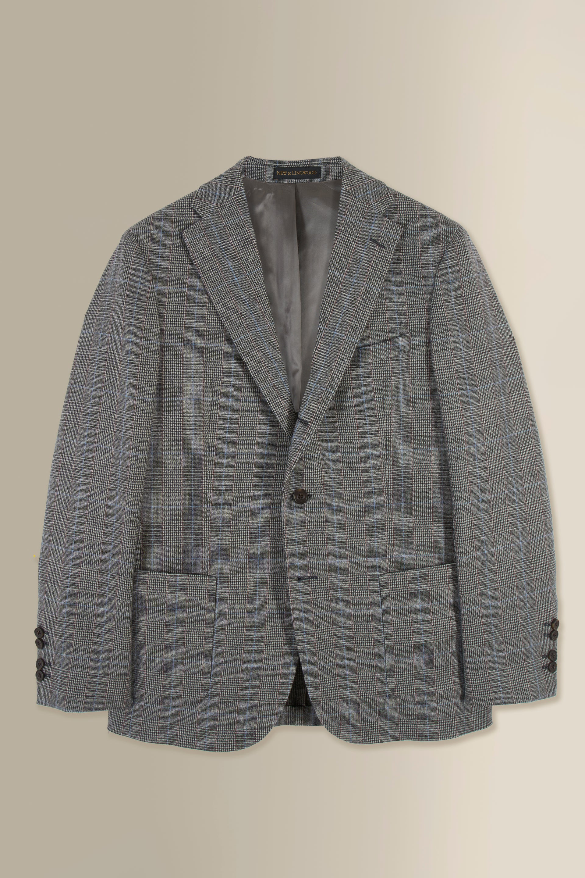 Grey Prince of Wales Check Single Breasted Jacket
