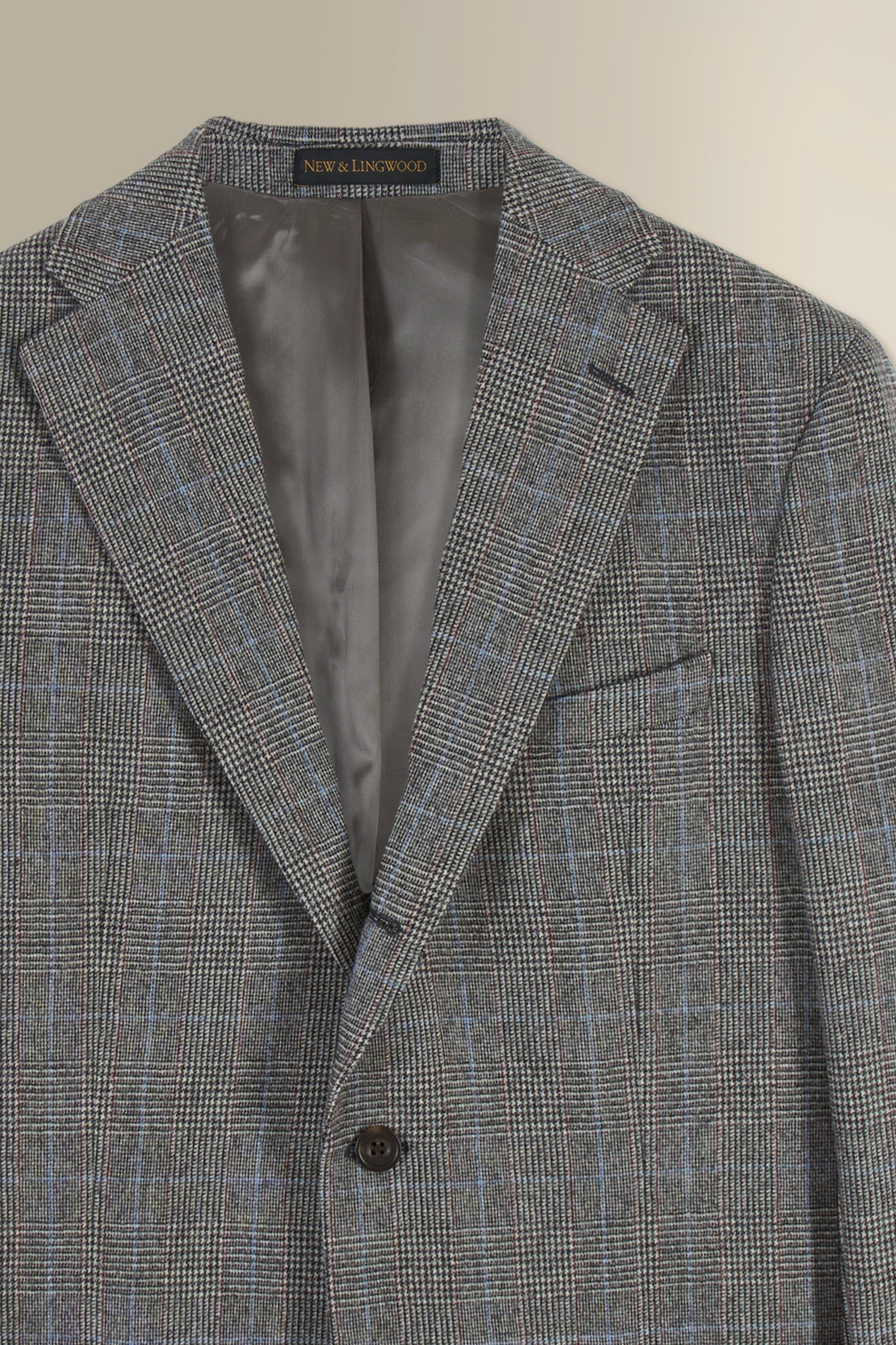 Grey Prince of Wales Check Single Breasted Jacket