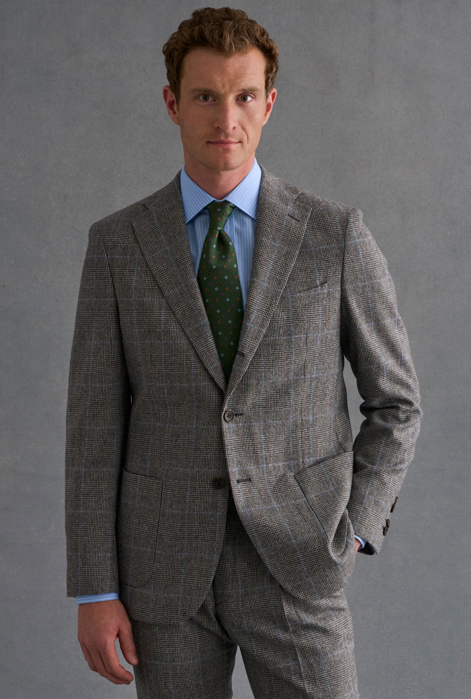 Grey Prince of Wales Check Single Breasted Jacket