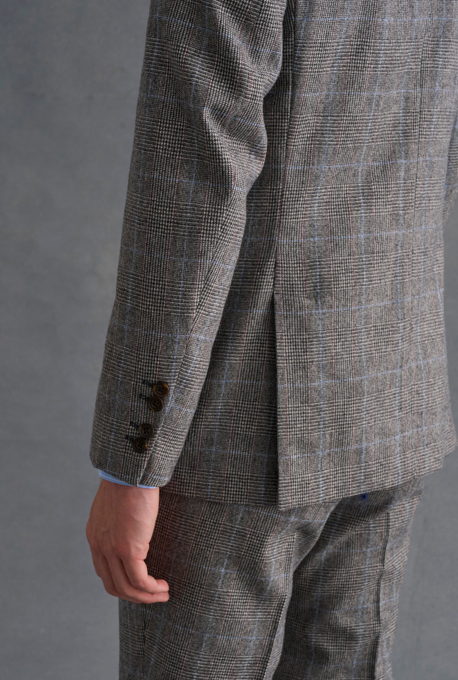 Grey Prince of Wales Check Single Breasted Jacket