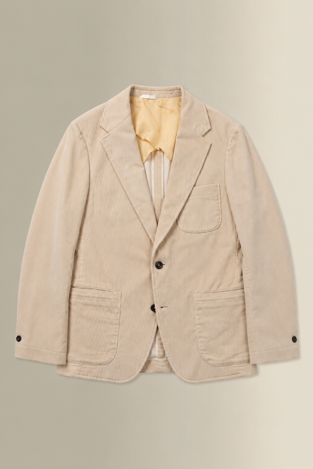 Cream Single Breasted 9 Wale Corduroy Jacket