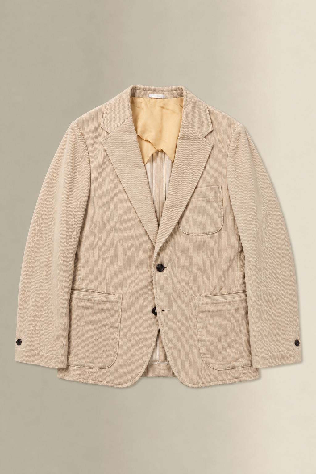 Cream Single Breasted 9 Wale Corduroy Jacket
