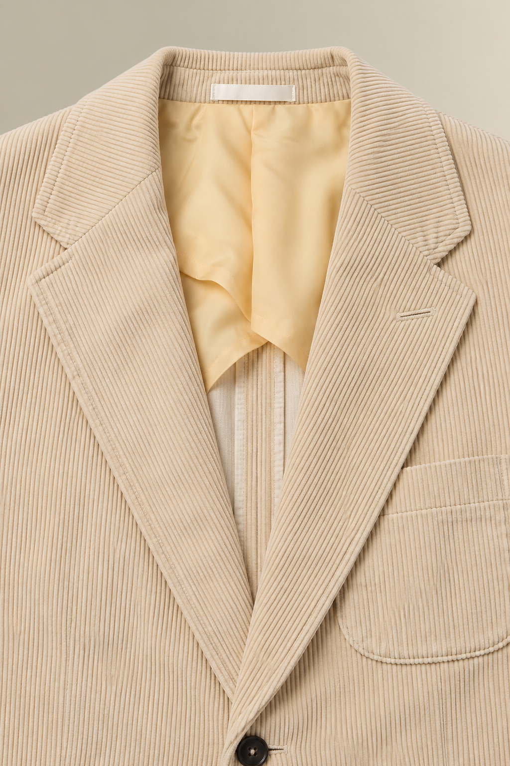 Cream Single Breasted 9 Wale Corduroy Jacket