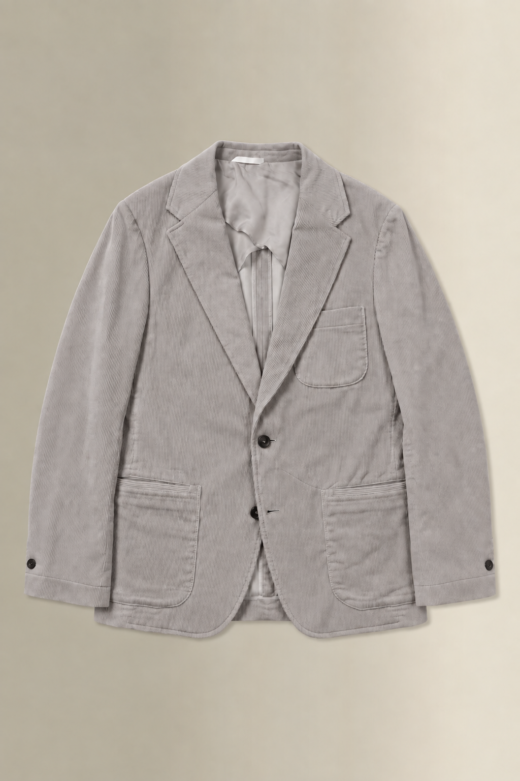 Grey Single Breasted 9 Wale Corduroy Jacket