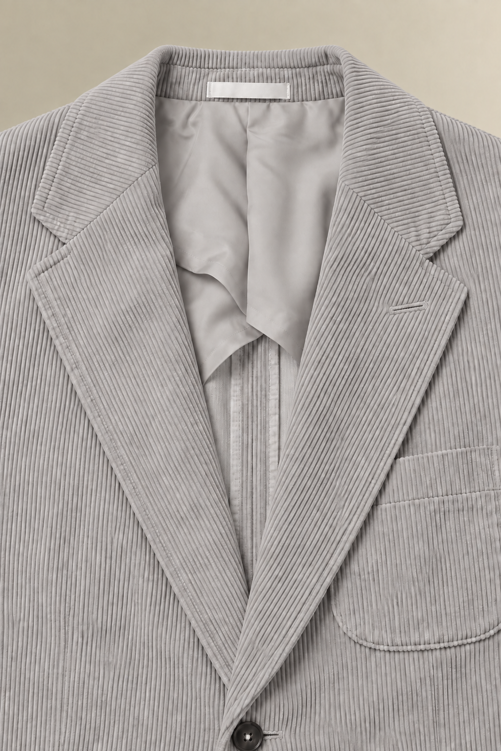Grey Single Breasted 9 Wale Corduroy Jacket