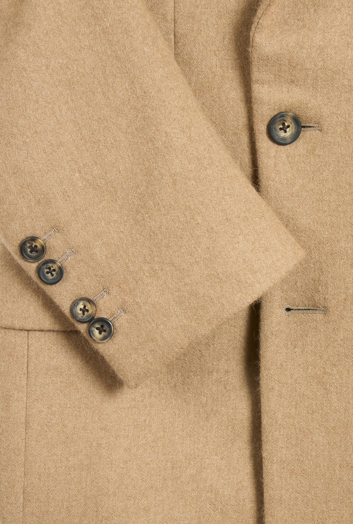 Tan Double Breasted Peak Lapel Camel Hair Jacket