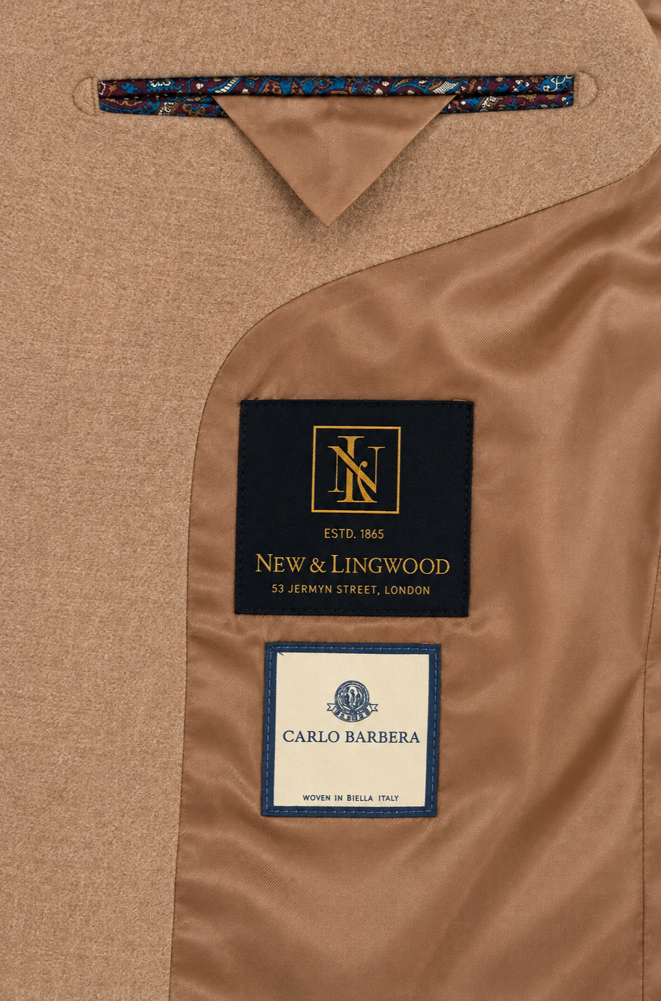 Tan Double Breasted Peak Lapel Camel Hair Jacket