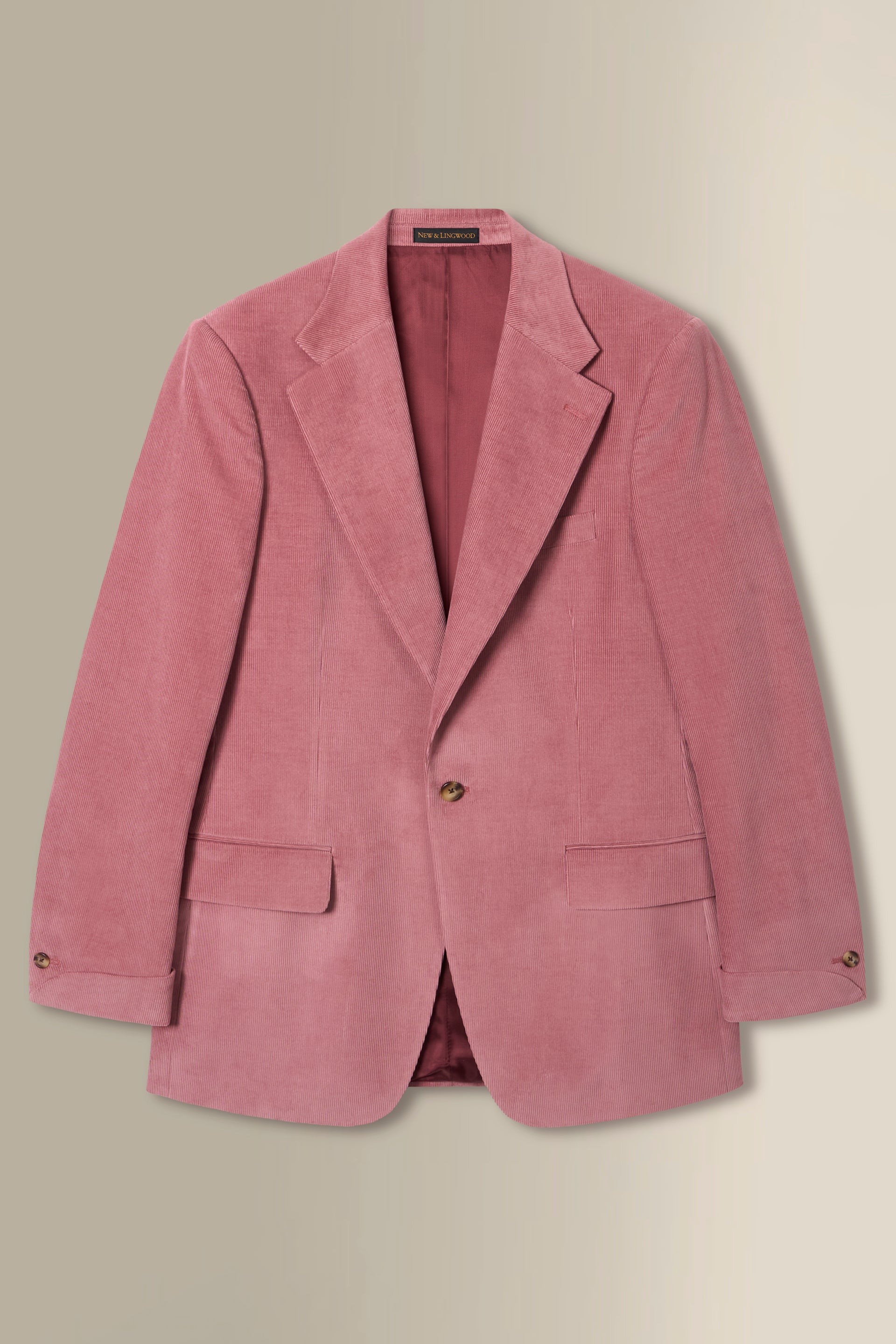 Pink Single Breasted 14 Wale Corduroy Jacket