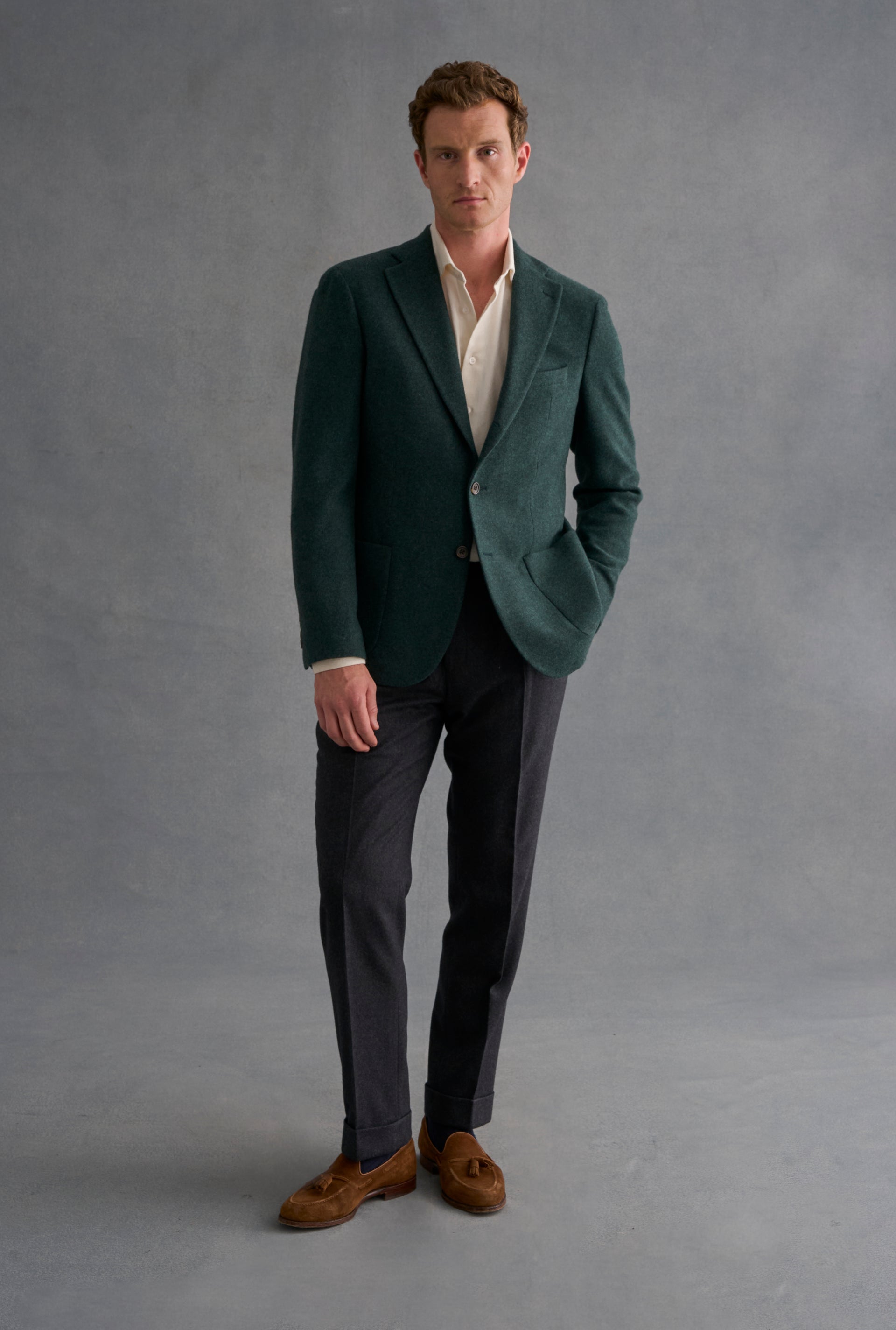 Green Single Breasted Cashmere Jersey Jacket