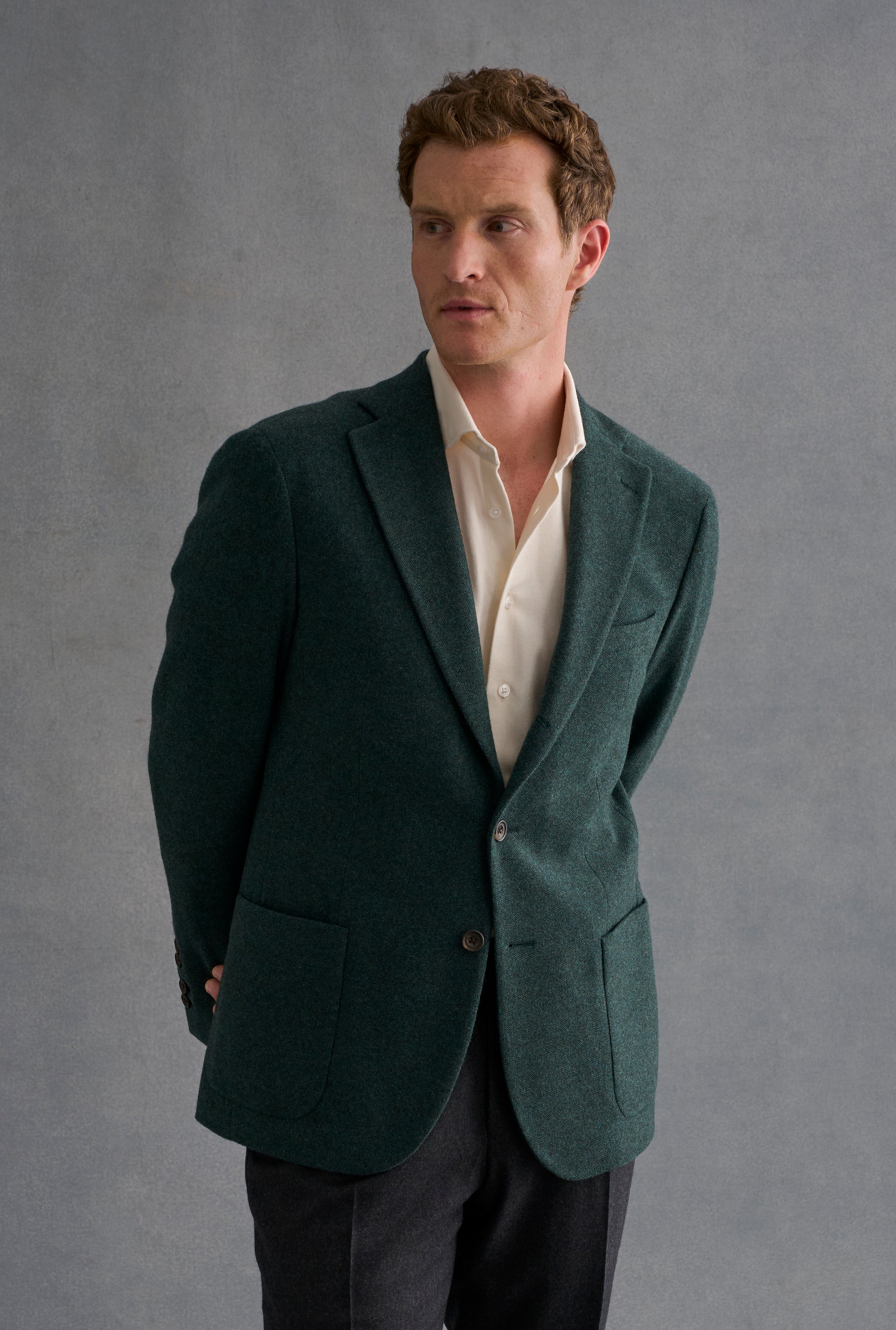Green Single Breasted Cashmere Jersey Jacket