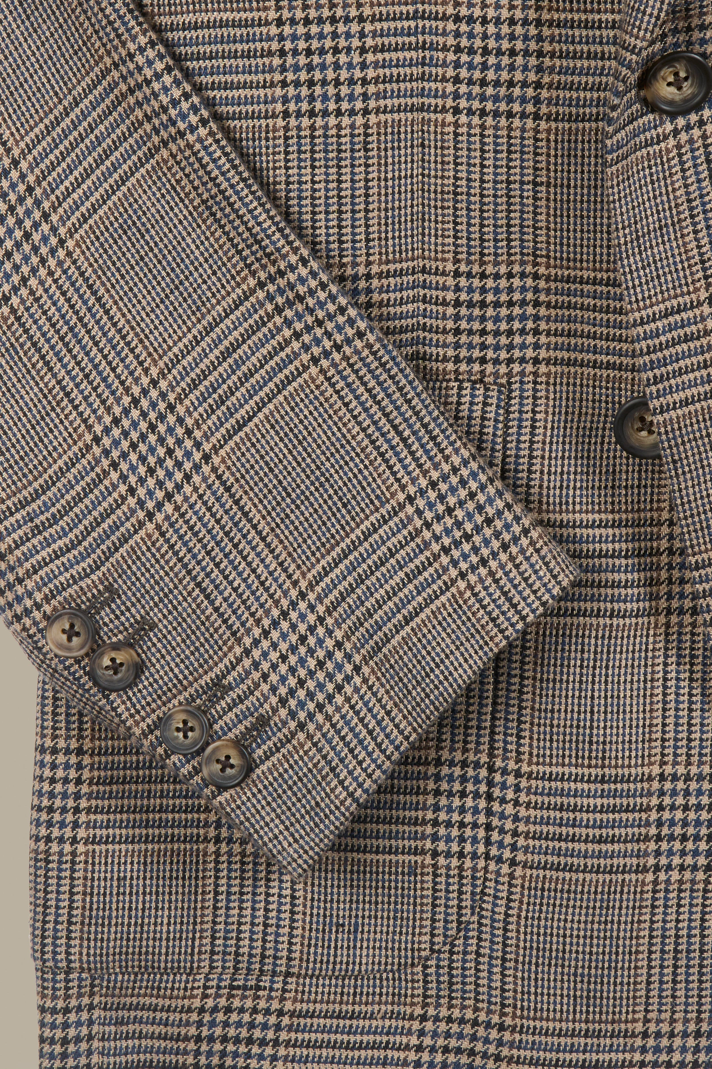 Brown & Blue Glen Check Double Breasted Linen Jacket – New and