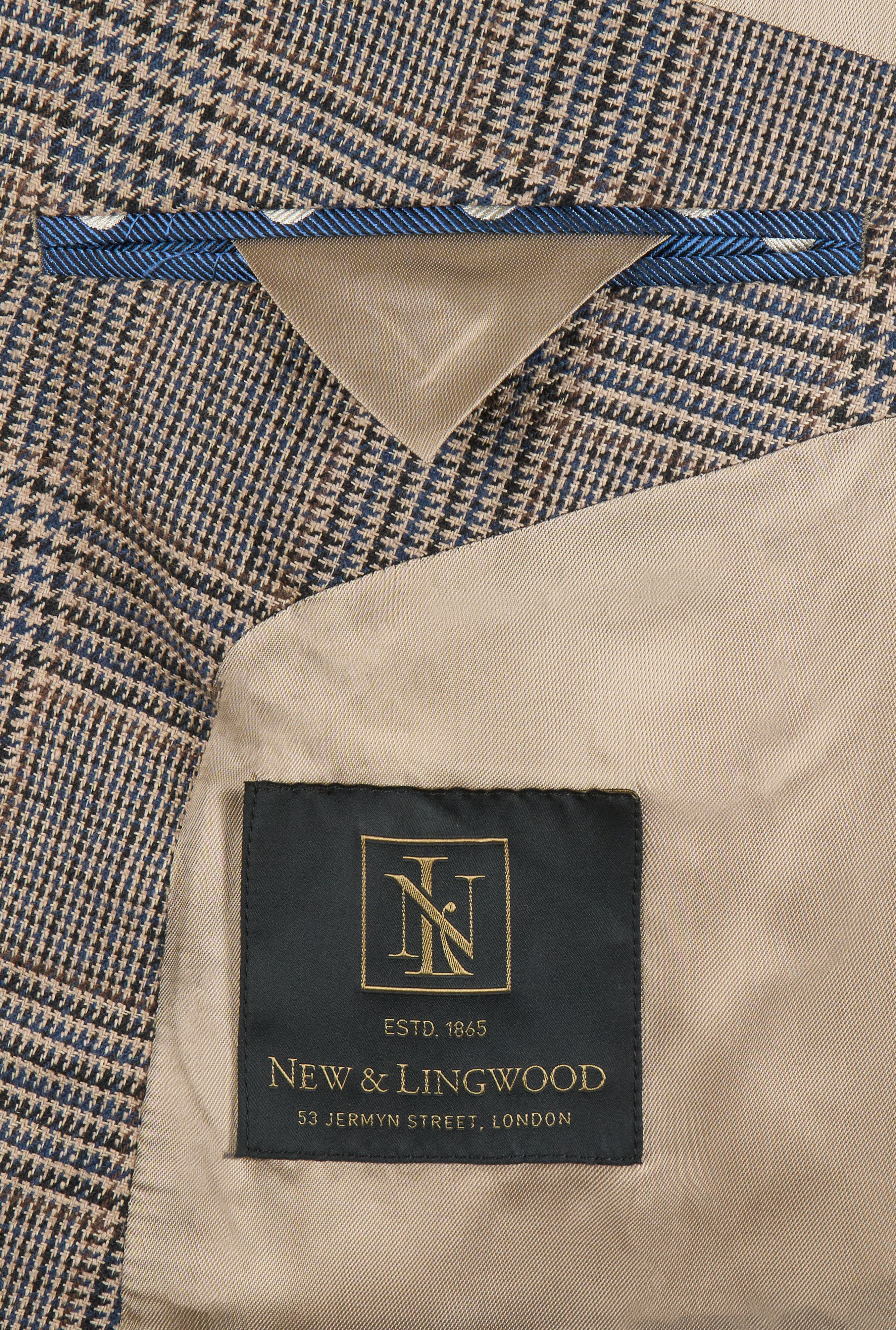 Brown & Blue Glen Check Double Breasted Linen Jacket – New and