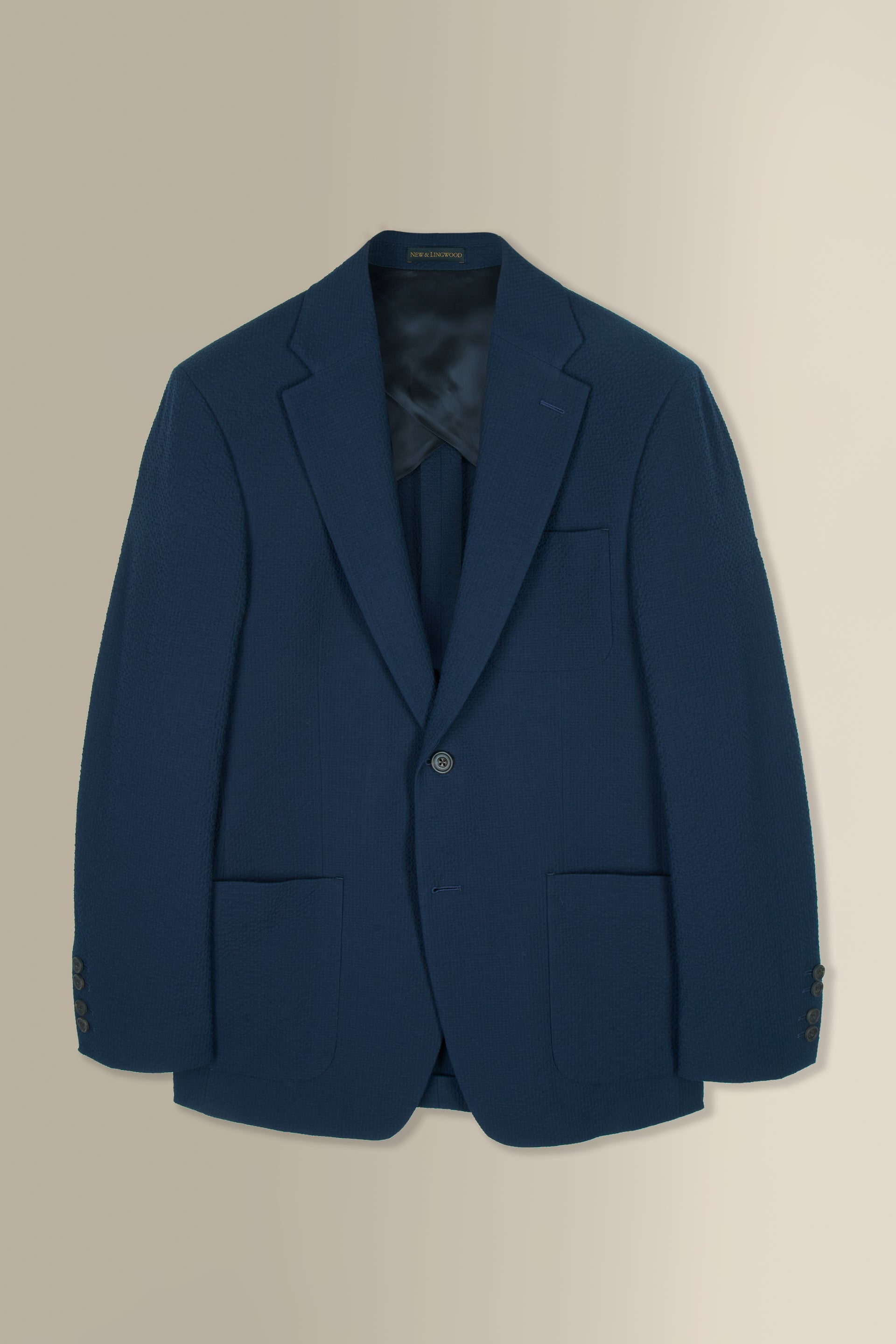 Navy Single Breasted Seersucker Jacket