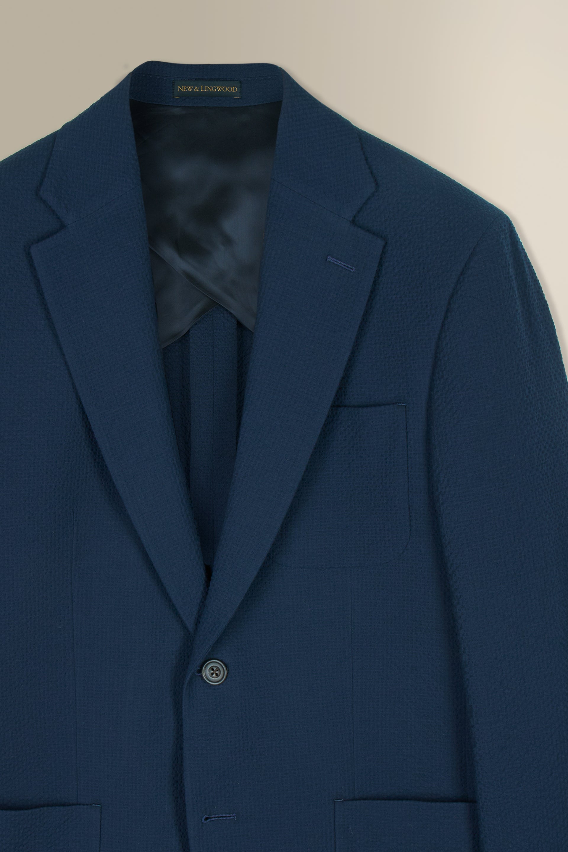 Navy Single Breasted Seersucker Jacket