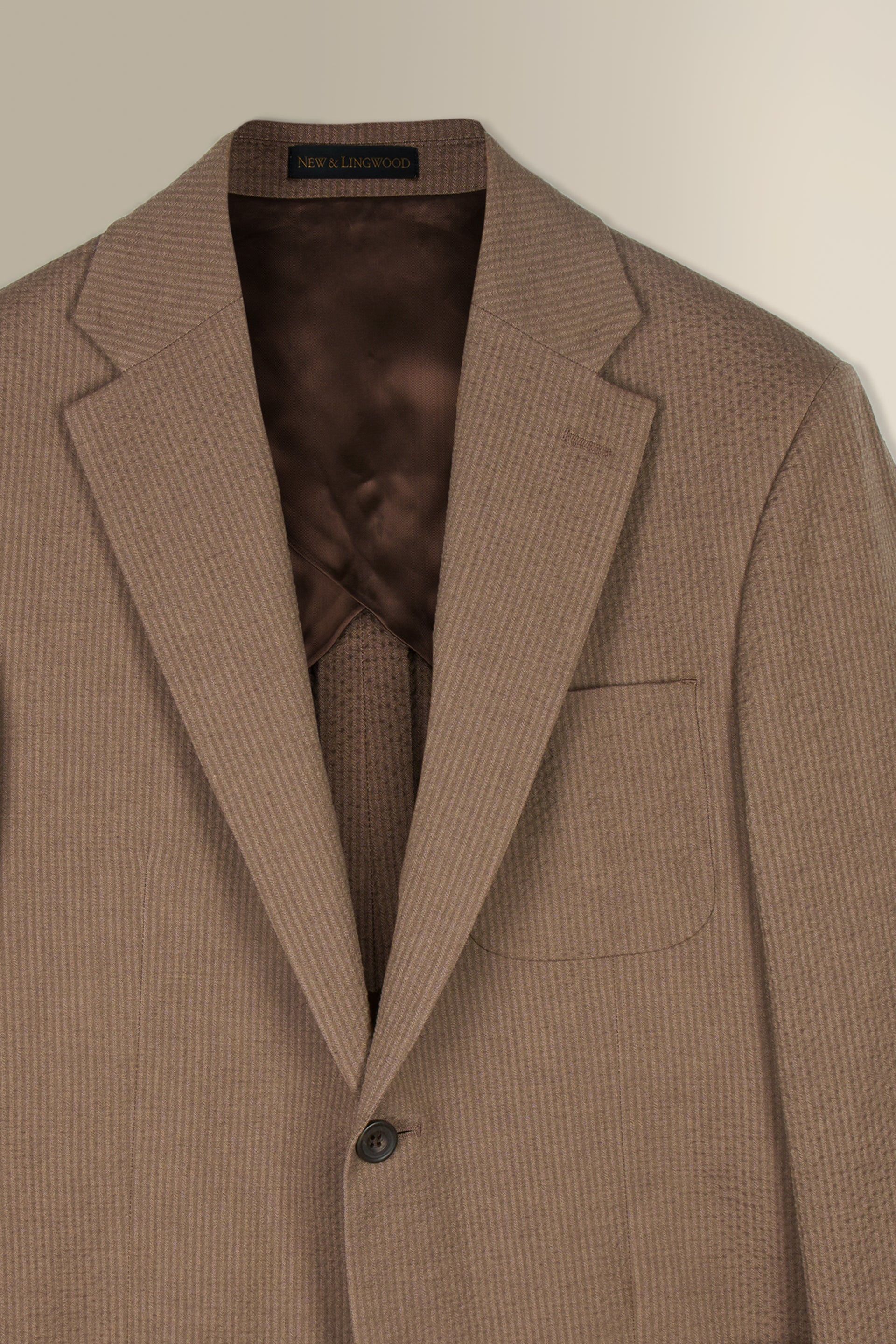 Brown Single Breasted Seersucker Jacket