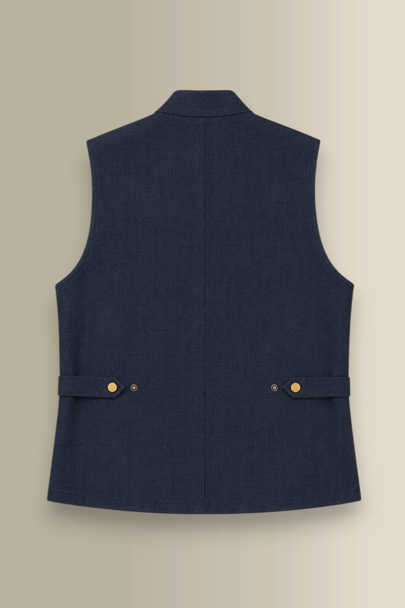 Navy Linen Gilet
