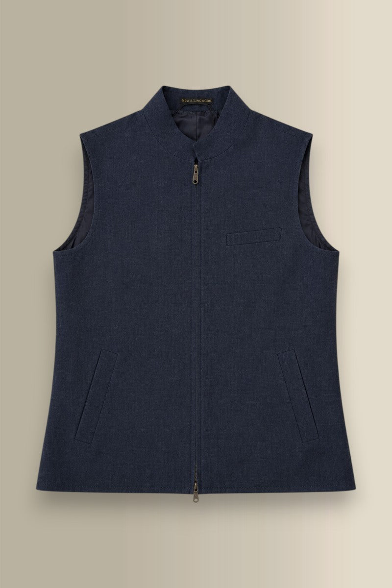Navy Linen Gilet