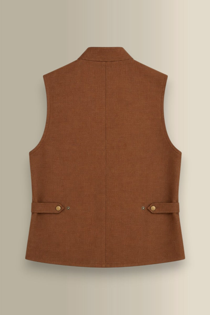 Brown Linen Gilet