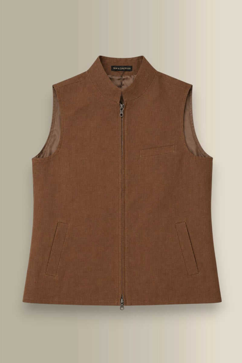Brown Linen Gilet